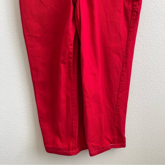 BIG TIME Vintage 90s Vibrant Red Jean Retro Utility Straight Leg Bib Overalls - Picture 10 of 16